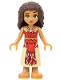 Minifig No: dp171  Name: Moana - Red and Tan Top and Long Skirt with Feathers