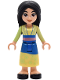 Minifig No: dp226  Name: Mulan - Yellowish Green and Bright Light Yellow Robe, Black Shoes, Wide Grin with Corner Indents