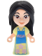 Minifig No: dp260  Name: Mulan - Micro Doll, Yellowish Green Dress with Metallic Pink Flowers