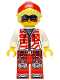 Minifig No: drm069  Name: Cooper - Black Visor, White Hoodie, Red Legs