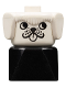 Minifig No: dupfig001  Name: Duplo 2 x 2 x 2 Figure Brick Early, Dog on Black Base, White Head, looks Left