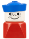 Minifig No: dupfig003  Name: Duplo 2 x 2 x 2 Figure Brick Early, Male on Red Base, Blue Sailor Hat, Freckles