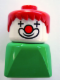 Minifig No: dupfig017  Name: Duplo 2 x 2 x 2 Figure Brick Early, Clown on Green Base, Red Hair
