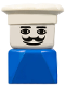 Minifig No: dupfig028  Name: Duplo 2 x 2 x 2 Figure Brick Early, Male on Blue Base, Chef Hat, Moustache