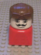 Minifig No: dupfig032  Name: Duplo 2 x 2 x 2 Figure Brick Early, Male on Red Base, Brown Aviator Hat, Moustache