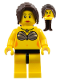 Minifig No: edu016  Name: Windsurfer - Female, Shell Bra, Black Hips, Long Dark Brown Hair