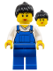 Minifig No: edu017  Name: Dock Worker - Female, Blue Overalls, Black Ponytail