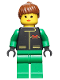 Minifig No: ext016  Name: Extreme Team - Green, Green Legs, Brown Ponytail Hair