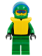 Minifig No: ext019  Name: Extreme Team - Green, Green Legs, Green Helmet, Life Jacket, Trans-Dark Blue Visor