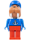 Minifig No: fab12g  Name: Fabuland Walrus - Wilfred Walrus (Captain), Red Legs, Blue Hat and Top with Anchor