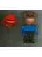 Minifig No: fab2e  Name: Fabuland Bulldog - Bertie Bulldog (Fireman), Brown Head, Red Fire Helmet, Blue Top