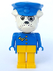 Minifig No: fab2j  Name: Fabuland Bulldog - Boris Bulldog (Postman), White Head, Blue Hat and Top with Horn and Buttons