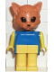 Minifig No: fab3e  Name: Fabuland Cat - Charlie Cat, Brown Head, Yellow Legs and Arms, Blue Top