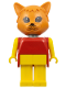 Minifig No: fab3f  Name: Fabuland Cat - Charlie Cat, Brown Head, Yellow Legs and Arms, Red Top