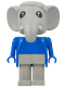 Minifig No: fab5a  Name: Fabuland Elephant - Ernie Elephant, Light Gray Legs, Blue Top and Arms