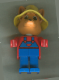 Minifig No: fab5f  Name: Fabuland Fox - Freddy Fox, Blue Legs / Overalls, Red Top, Yellow Hat
