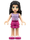 Minifig No: frnd001  Name: Friends Emma - Magenta Layered Skirt, Lavender Top