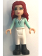 Minifig No: frnd0025  Name: Friends Theresa - White Riding Pants, Light Aqua Long Sleeve Top with Collar