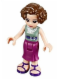 Minifig No: frnd0091  Name: Friends Charlotte - Magenta Mid Length Skirt, Sand Green Top