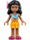 Minifig No: frnd0103  Name: Friends Kate - Bright Light Orange Layered Skirt, Dark Azure Bikini Top, Flower