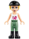 Minifig No: frnd0157  Name: Friends Stephanie - Sand Green Riding Pants, Black Riding Helmet, Lavender Bow, White Top with Stars