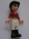 Minifig No: frnd0164  Name: Friends Mia - White Riding Pants, Red Jacket, Black Riding Helmet