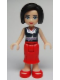 Minifig No: frnd018  Name: Friends Anna - Red Long Skirt, Dark Blue Sleeveless Blouse Top