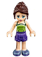 Minifig No: frnd0193  Name: Friends Naomi (Light Nougat) - Lime Halter Top with Dark Green Dots, Dark Purple Shorts, Sand Blue Shoes