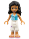 Minifig No: frnd0200  Name: Friends Kate - White Cropped Trousers with Purple Flower, Medium Azure Top with White Trim