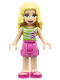 Minifig No: frnd0203  Name: Friends Liza - Dark Pink Shorts, Green Top with White Stripes