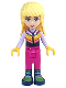 Minifig No: frnd0211  Name: Friends Stephanie - Winter Vest with Fur Collar, Magenta Pants, Dark Blue Boots