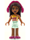Minifig No: frnd0249  Name: Friends Andrea - Light Aqua Layered Skirt, Bright Light Orange Top with Winged Music Notes, Headphones
