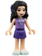 Minifig No: frnd0259  Name: Friends Emma - Dark Purple Skirt, Medium Lavender Top, Light Aqua Shoes, Dark Purple Bow