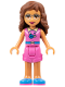 Minifig No: frnd0290  Name: Friends Olivia (Nougat) - Dark Pink Shorts and Top