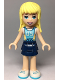 Minifig No: frnd0301  Name: Friends Stephanie - Dark Blue Layered Skirt, Medium Azure Jersey with White Number '05'