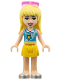 Minifig No: frnd0334  Name: Friends Stephanie - Yellow Skirt, Medium Azure and White Top, Sunglasses