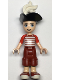 Minifig No: frnd0336  Name: Friends Zack - Dark Red Cropped Trousers Large Pockets, Red and White Striped Shirt, Pirate Tricorne Hat, White Plume