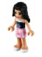 Minifig No: frnd034  Name: Friends Emma - Bright Pink Layered Skirt, Dark Blue Top