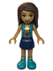 Minifig No: frnd0348  Name: Friends Andrea - Dark Blue Skirt, Dark Turquoise Vest and Music Notes Necklace Top
