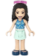 Minifig No: frnd0366  Name: Friends Emma - Light Aqua Skirt, Blue Swimsuit Top, Sunglasses