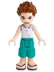 Minifig No: frnd0385  Name: Friends Ethan - Dark Turquoise Shorts, White Top with Palm Trees
