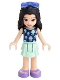 Minifig No: frnd0387  Name: Friends Emma - Light Aqua Layered Skirt, Dark Blue Top with Jellyfish, Trans-Purple Sunglasses