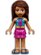 Minifig No: frnd0444  Name: Friends Andrea - Dark Turquoise Halter Top with Magenta Stripes and Dots, Magenta Skirt