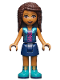 Minifig No: frnd0456  Name: Friends Andrea - Dark Blue Skirt, Metallic Light Blue Jacket over Magenta Top