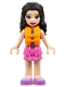 Minifig No: frnd0493  Name: Friends Emma - Dark Pink Layered Skirt, White Top with Paw Print Undershirt, Life Jacket