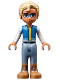 Minifig No: frnd0502  Name: Friends Sebastian - Medium Nougat Boots, Sand Blue Trousers, Blue Vest with Pockets, Yellow Undershirt