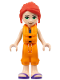 Minifig No: frnd0512  Name: Friends Mia - Lime Jacket Vest with Pockets, Orange Cropped Trousers, Dark Purple Sandals, Orange Life Jacket