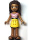 Minifig No: frnd0517  Name: Friends Andrea - Yellow Skirt with Black Hem, Magenta and White Top with Belt