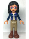 Minifig No: frnd0552  Name: Friends Savannah - Dark Blue Jacket, Dark Tan Riding Pants, Reddish Brown Boots