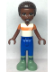 Minifig No: frnd0554  Name: Friends Elijah - White and Orange Shirt, Blue Trousers, Sand Green Boots